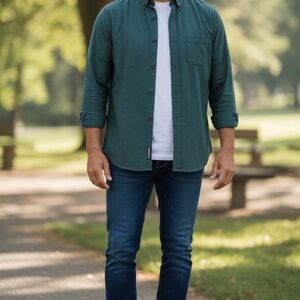 L.L. Bean Men’s XL Button Down Shirt Green Check Long Sleeve Traditional Fit